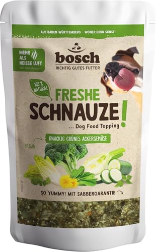 Bosch Freshe Schnauze - Knackig grünes Ackergemüse 1 x 200 g | Topping für Hundefutter | Für Trockenfutter und Nassfutter geeignet | mit frischer Zucchini, Spinat, Brokkoli, Fenchel & Chicorée