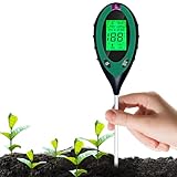 PEHTIY 4-in-1 bodenmessgerät, PH messgerät Erde, Digital Plant Bodentest Messgerät mit PH/Temperatur/Feuchtigkeit/Licht für Gartenarbeit, Farm, Rasen, Landwirtschaft und Outdoor-Pflanzen