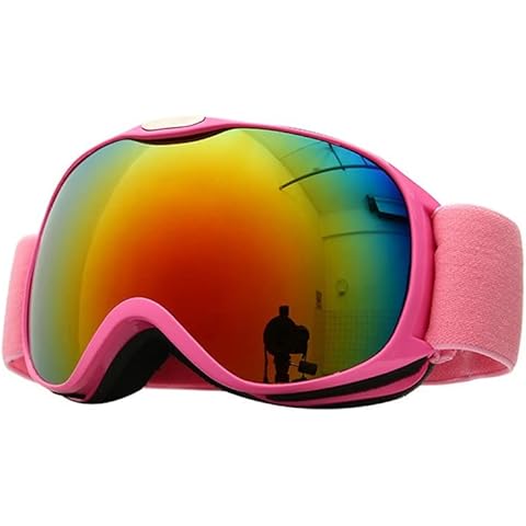 Domfish Kids Ski Goggles With Cover Anti-Fog Spherica Lens Magnetic REVOs Film Double Layer Snowboard Anti-Slip Kids Snow Goggles Cover
