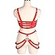 BBOHSS Damen Leder Body Harness BH Strumpfband Gürtel Set Punk Gothic Dance Karneval Kostüm Zubehör (rot)