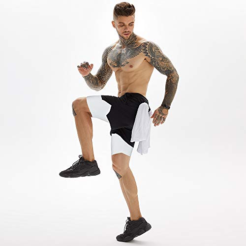 Image of OEBLD Mens Athletic Shorts 2-in-1 Gym Workout Running 7'' Shorts with Towel Loop