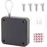 Chiudiporta Automatico Nero,1200G di Forza,Chiusura Porte Senza Foratura con Cavo di Trazione Regolabile 1,28 m,Per Porte Interne in Legno,Alluminio e PVC