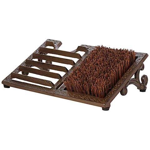 Double Boot Brush Heavy Duty Recycled Cast Iron Boot Scraper Cleaner with Sustainably Sourced Coir Fibre Bristles Cover