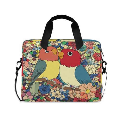 Funda para laptops con asa y correa, 15.6 pulgadas, diseño Lovebird miniatura 1
