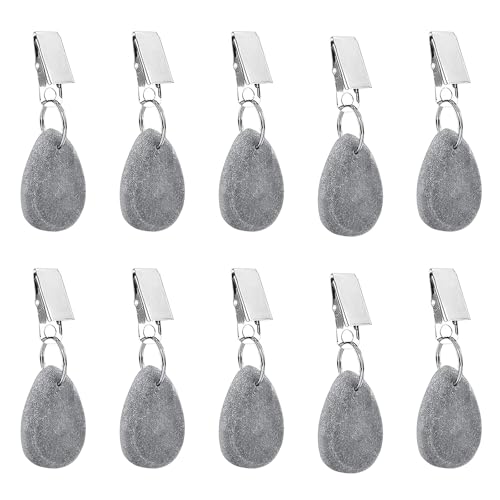 ZHXGO 10Pcs Marble Tablecloth Weights, Picnic Table Weights Clips, Table Cover Weights Hangers, Gray Teardrop Tablecloth Weights, Tablecloth Pendants Stone for Picnic Wedding Decoration