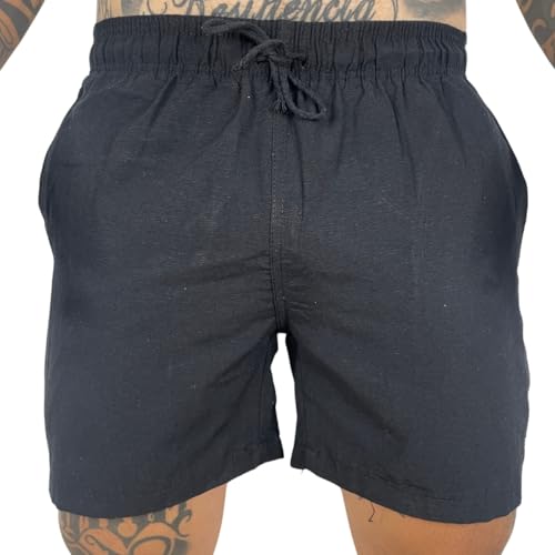 Short Linho Preto Leve Respiravel (BR, Alfa, GG, Regular, Regular, PRETO)