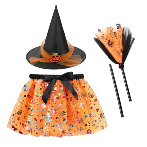 Disfraz de para niñas, conjunto de vestido de tutú, traje para niños, adorable disfraz de con sombrero de y escoba para de cosplay, eventos de disfraces de vacaciones y