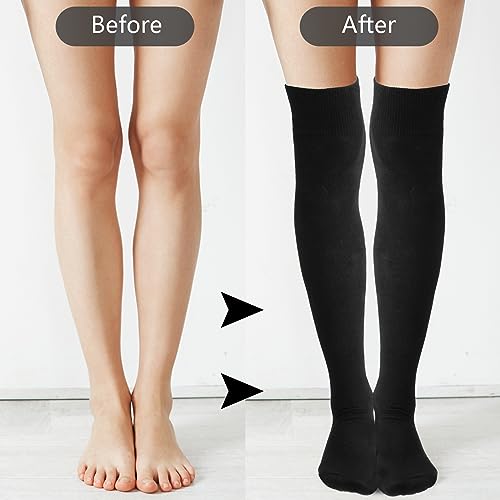 DIVINA VITAE Zwarte Kniekousen voor Vrouwen Over De Knie Sokken Katoen Lange Tube Kousen Extra Lange Dij Hoge Sokken Vrouwen Compressie Sokken Winter Beenwarmer Hoge Sokken Casual voor Dagelijks - Afbeelding 4