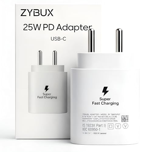 Image of 25W PD 3.0 Type C Fast Charging Adapter Compatible With Samsung Galaxy M47|M17|M36|A27|A35|F70 Pro|S25 fe|S22|S24|F16|M35|S23|A06|S25 Plus|Tab S10 Ultra|S10+| USB C 25Watt Quick Charger Adaptor, White