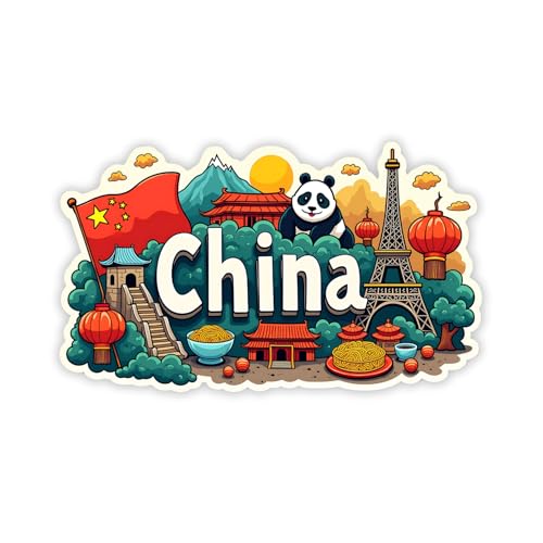 Image of Naxon China Country Theme Souvenir Wooden Refrigerator Stylish Fridge Magnet - Fridge Decoration Magnet for Kitchen & Home Decor | Perfect Souvenir Gift | Size 3x3 Inches | Pack of 1