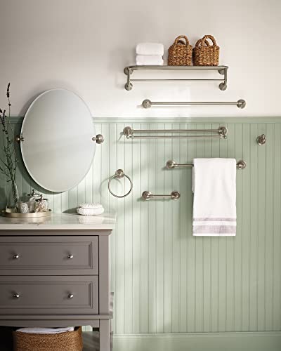 Image of Moen DN6824BN Sage 24-Inch Wall Mount Bathroom Single Bar Towel Bar, Brushed Nickel