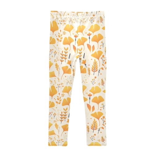 KLL Ginkgo Leaves Cute Toddler Girl Active Leggings Soft Full Length Dance Pants Running2