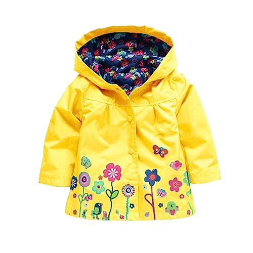 Toddler Boys Windbreaker Casual Outerwear Kids Lightweight Zip Hooded Jacket Baby Cute Coat (Yellow, 4-5 Years)2