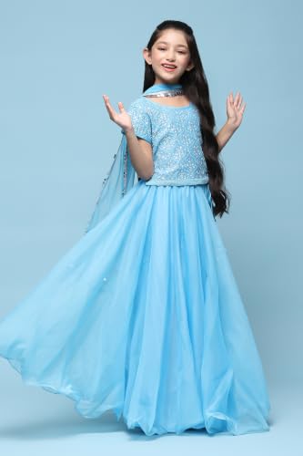 Image of BIBA Girl Polyester Flared Solid Lehenga Set