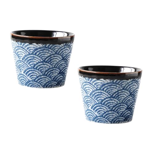 Alipis 2 Piezas Tazas de Sake Japonesas de Cerámica con Ondulado Resistentes al Calor para Té Agua y Bebidas Espirituosas Hogar y Restaurante