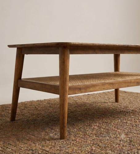 Image of Wooden Center Coffee Table with Storage | Solid Sheesham Wood Centre Table for Living Room, Drawing Room & Office | Tea Table (Brown)