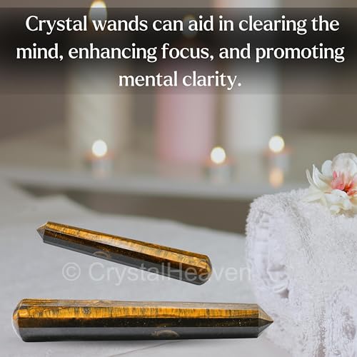 Image of Tiger Eye Crystal Wand - Pointed Crystal Wand for Energy Healing, Chakra Balancing, Meditation and Home Decor - Crystals and Healing Stones for Gift