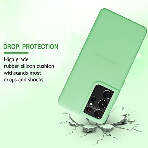 Image of LIRAMARK Liquid Silicone Soft Back Cover Case for Samsung Galaxy S21 Ultra (Mint Green)