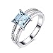 ANAZOZ Bague 2 Rangs avec Topaze Bleu Ciel, Bague Femme Argent Fantaisie Taille 55