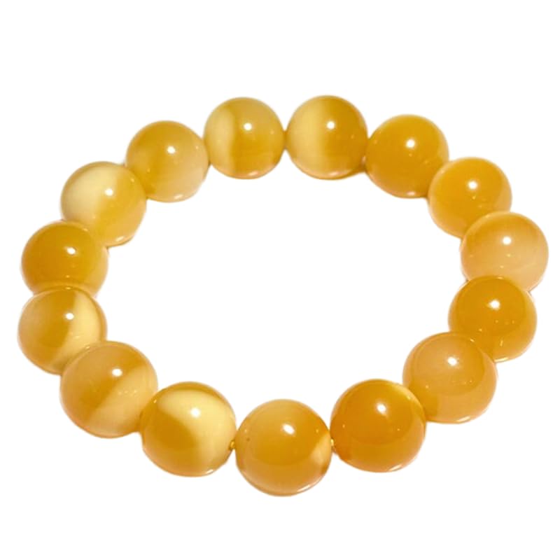 Bracelet agate jaune naturelle 13 mm haut de gamme, bijou fait main d'exception LKBEADS