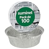 Suminet Envases de Aluminio Redondos Desechables para Comida Caliente, Recipiente para Pollo Asado y Hostelería, 100% Reciclable (Redondo 1420 cc)