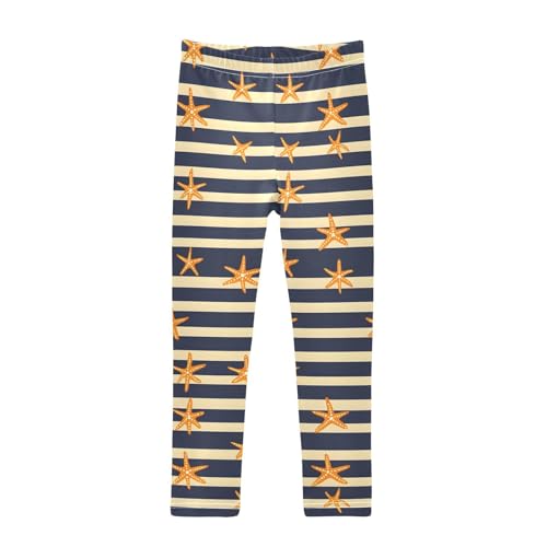 Starfish Stripe Girls Leggings Soft Stretch Workout Yoga Dance Pants for Kids Casual Tights