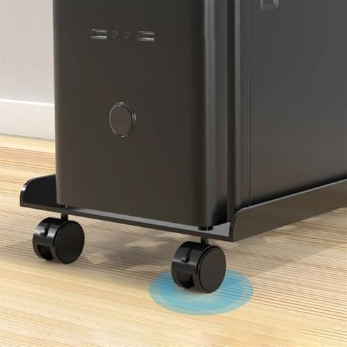 Holder CPU Steel Rolling Stand, soporte móvil para torre PC con ruedas bloqueables, soporte ventilado para CPU en piso para oficina en casa (Negro) miniatura 3