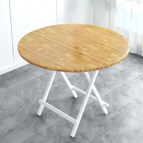 Foldable Round Dining Table, 80x80x74cm, Living Room Foldable Table, Outdoor Wood Table A821 (Dark Wood)