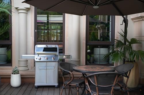 Image of Monument Grills Outdoor Barbecue Stainless Steel 3 Burner Propane Gas Grill, 48,000 BTU Patio Garden Grill with Side Burner and Knob Controls, Mesa305 with Smoker Box