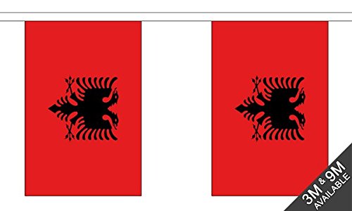 Flagtex Albania Fabric Bunting – 9m with 30 Flags – Indoor & Outdoor Decoration – String Flags Banners Albanian Balkans Southeast Europe — image 1