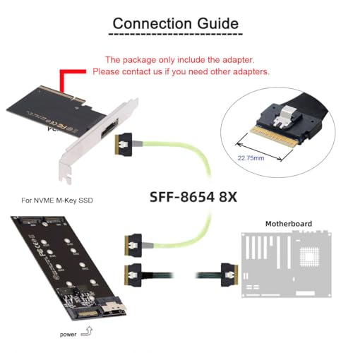 Image of CY Card External Slimline SFF-8654 8X 74Pin to PCIE Express 3.0 PCIE4.0 Raid Card VROC Raid0 Hyper Adapter