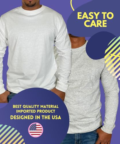 BROOKLYN VERTICAL Mens Long Sleeve Cotton T Shirt Crew Neck 5 Colors S-5XL3