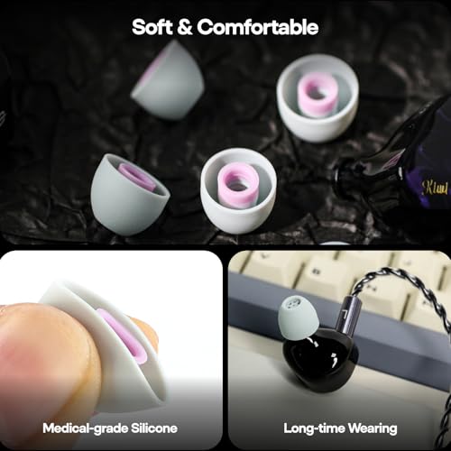 Image of Linsoul Kiwi Ears Flex Earbud Tips, Replacement Silicone IEM Tips, 3 Pairs, S /M /L Size, for KZ ZS10 Pro 2, SuperMix 4,Hype4,Orchestra Lite, Cadenza Wired /Wireless Earphones (Gray)