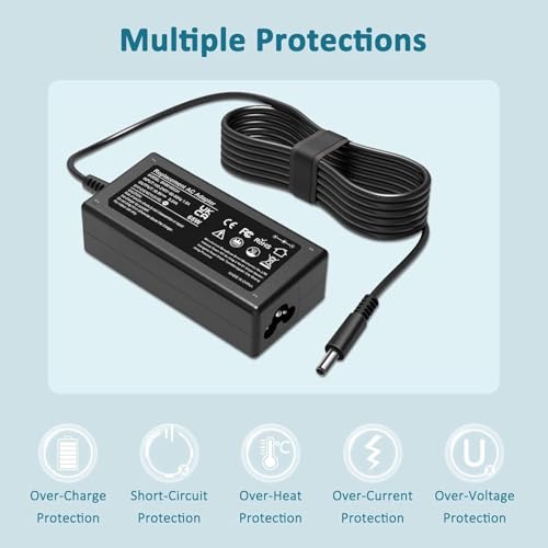 Image of 65W 4.5mm 3.0mm Laptop Charger Fit for Dell inspiron 11 13 14 15 17 3000 5000 7000 Series 3565 3567 3576 5558 5755 5555 5559 7212 7506 2in1 Vostro Series 0G6J41 0MGJN9 AC (De 65W 4.5 * 3.0mm)