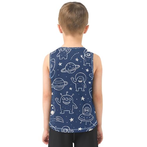 JUNZAN Space Stars Blue Tank Top for Boys Sleeveless Toddler Vest Active Shirts for Workout Gym Fitness Cycling Swimming 3T3