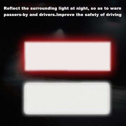 Image of 2Pcs Angled Aluminum Alloy Reflector Plates Strips with Reflective Tape for Semi Truck Trailer Mud Flap Hanger - Enhancing Conspicuity and Safety Caution with Warning Sticker - 24 inchx3 inch