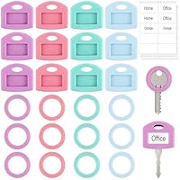 NISENTIA Schlüsselkappen, 24 Stück Schlüssel Markierung Schlüsselkappen Eckig Rund Schlüsselmarkierung Bunt Schlüsselkappe Schlüsselmarkierer Schlüsselschutz Schlüsselkennringe Schlüsselkennzeichnung