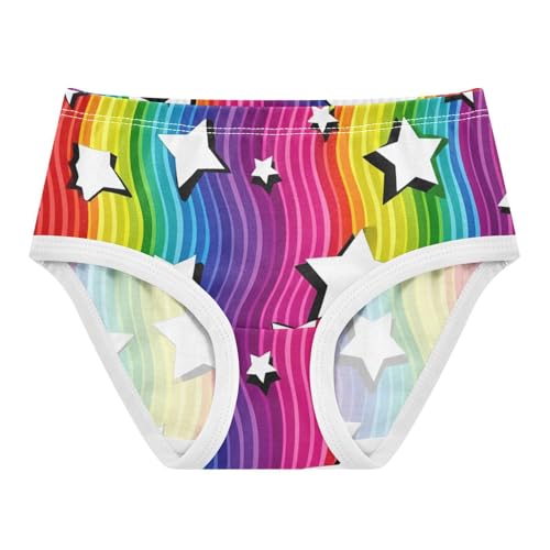 Fun Print Girls Underwear Toddlers 2t Cotton Panties for Girl Wavy Rainbow Stripes Stars Kids Undies Briefs