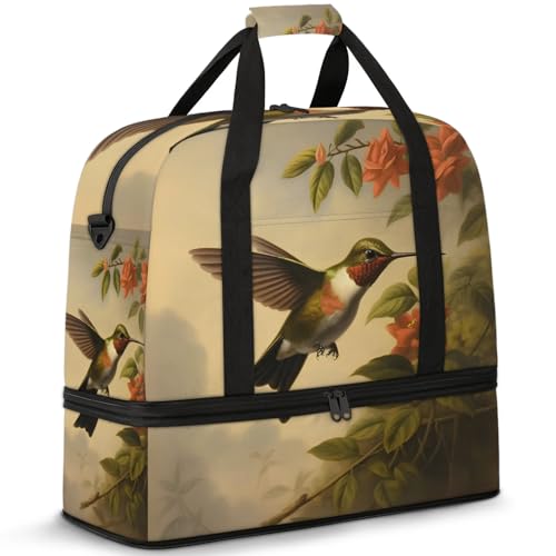 Large Weekender Overnight Bags Japanese Animal Bird Travel Duffel Bag for Women Men Gym Bag With Shoe Compartment Foldie Travel Tote Bag Carry On Personal Item Bag for Travel Gym Sports
