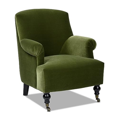 Sillón clásico verde con diseño de pliegues y patas de madera
