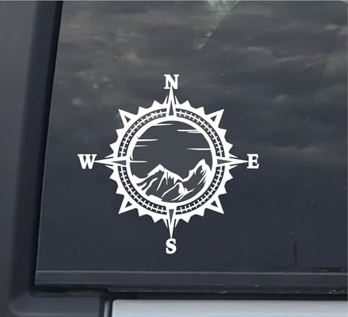LEENAE Compass Decal Bumper Sticker Explore Wanderlust Outdoor Adventure, Camping