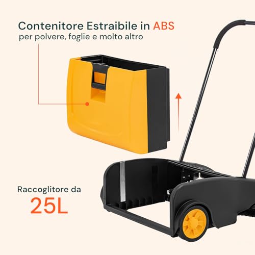 Handkehrmaschine mit Radius 55 cm, 25 l – leicht zu verstauen und verstellbar
