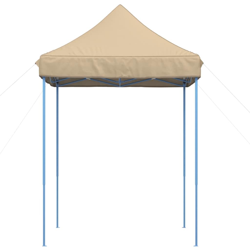Namiot imprezowy składany Pop-Up beżowy 200 x 200 x 306 cm z malowaną proszkowo ramą stalową, tkanina Oxford, idealny do ogrodu, na taras, kemping, wesele, festiwal i grillowanie