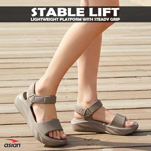 Image of ASIAN Indigo-32 Women's Casual Platform Sandals with Adjustable Strap | Lightweight EVA Sandals with Comfortable Cushioning Footbed for Travel