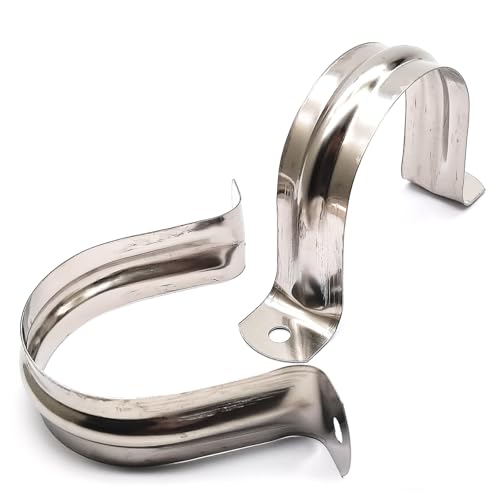 Image of Nge 3inch Rigid Pipe Strap Clamp, Two Hole Strap,U Bracket Tube Clip, Stainless Steel Heavy Duty Pipe Fasten Holder, For The Inner Diameter of Water Pipe is 3 Inche,10PCS