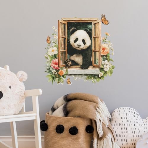 Adhesivos de Pared Panda Floral 3D Vinilo Removible miniatura 6