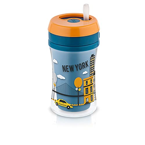 Copo Fun com Canudo - Boy, NUK, Azul e Laranja