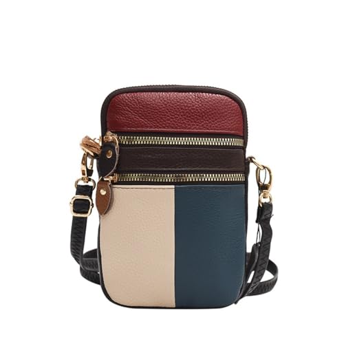Cowhide Bag Simple Multi Zipper Shoulder Bags(Random Color)