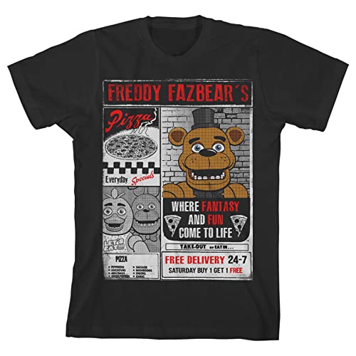 T-shirt Five Nights at Freddy's Pizza noir cadeau d'anniversaire