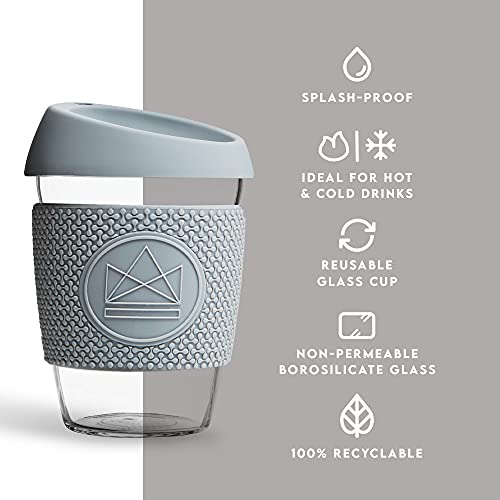 Neon Kactus - Vaso de cristal de borosilicato soplado a mano, Taza de café para llevar reutilizable con tapa de silicona… - Imagen 5